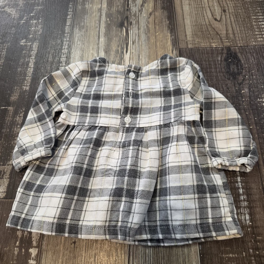Carter's Plaid Long Sleeve One Piece - Gray and Cream